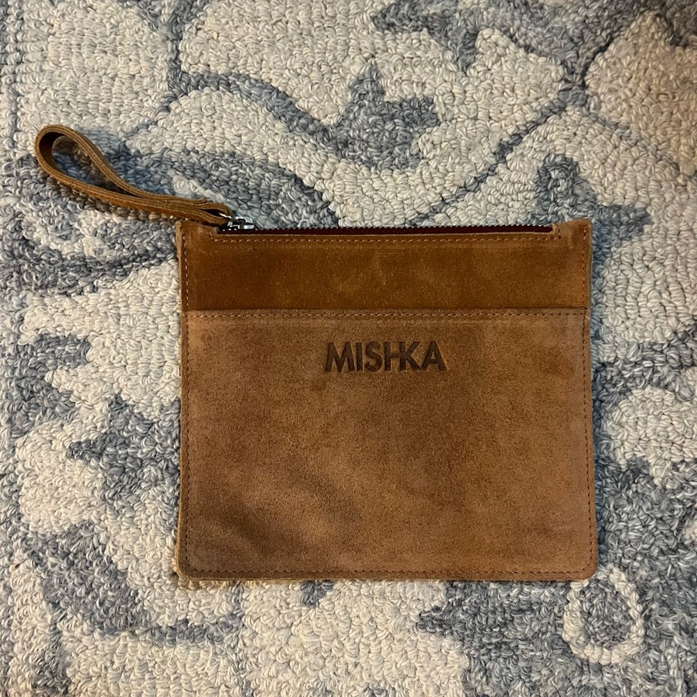 Mishka Tan Suede Wristlet
